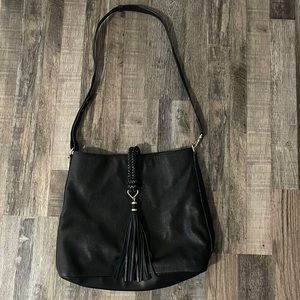 Stella and Dot black bag with fringe tassel